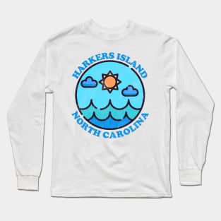 Harkers Island, NC Summertime Vacationing Ocean Skyline Long Sleeve T-Shirt